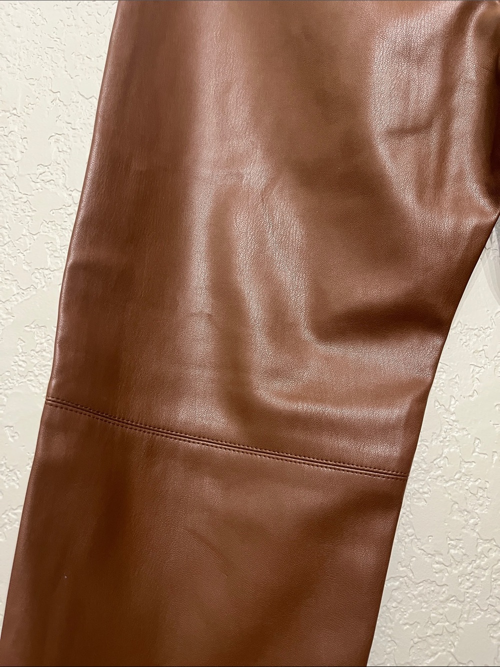Zara Women’s Size Large Brown Faux Leather Skinny Pants With Zippers at Ankles - Picture 10 of 11
